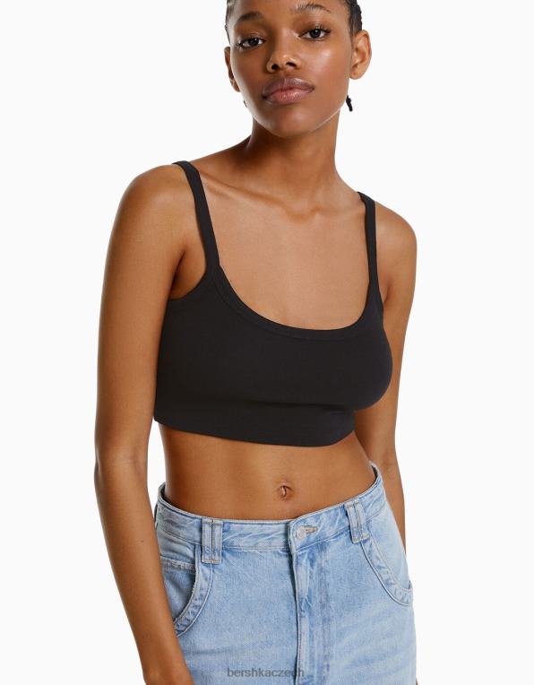 ženy Bershka oříznuté tílko P88442023 oblečení Černá