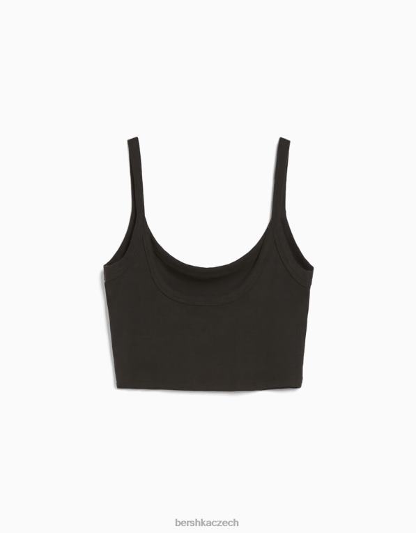 ženy Bershka oříznuté tílko P8844812 oblečení tmavošedý