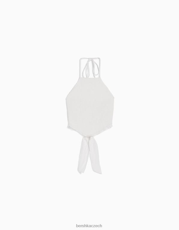 ženy Bershka ohlávka s detailem zavazování a řasenou gumou P8844889 oblečení krém