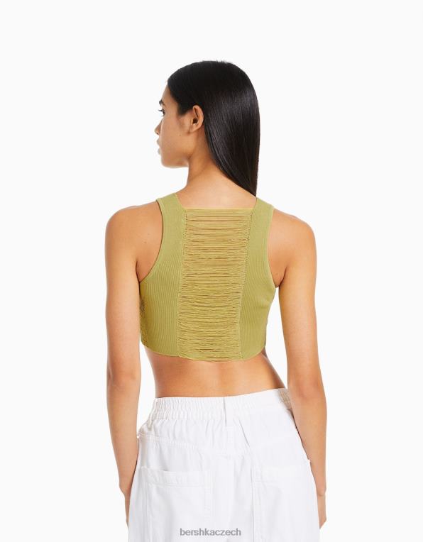 ženy Bershka otevřený pletený top P8844855 oblečení zelená