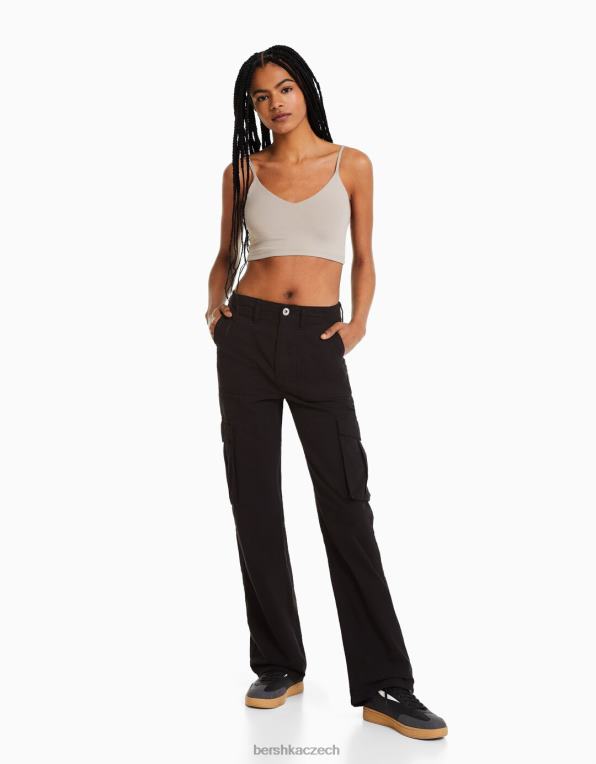 ženy Bershka páskový crop top P8844781 oblečení písek