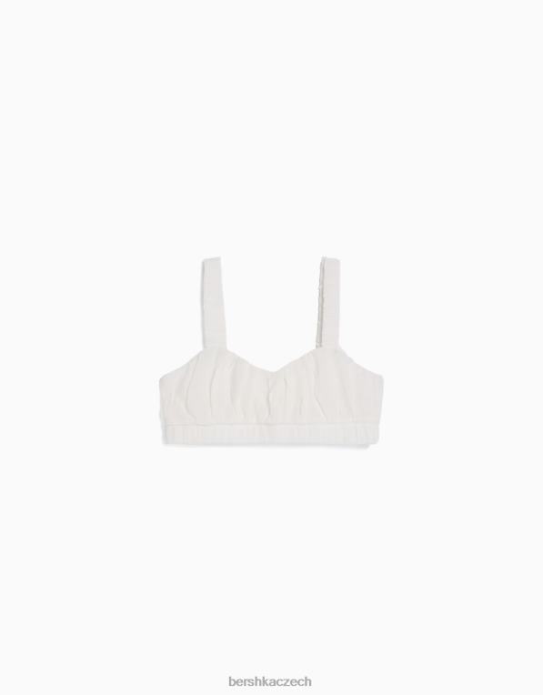 ženy Bershka páskový krepový top bralette P88441919 oblečení krém