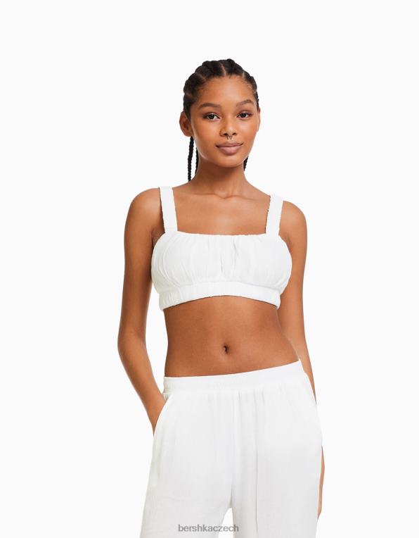 ženy Bershka páskový krepový top bralette P8844846 oblečení krém