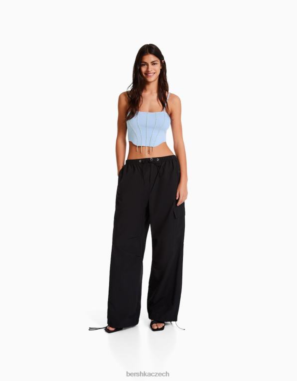 ženy Bershka páskový úplet zdobený drahokamy P8844766 oblečení modrý