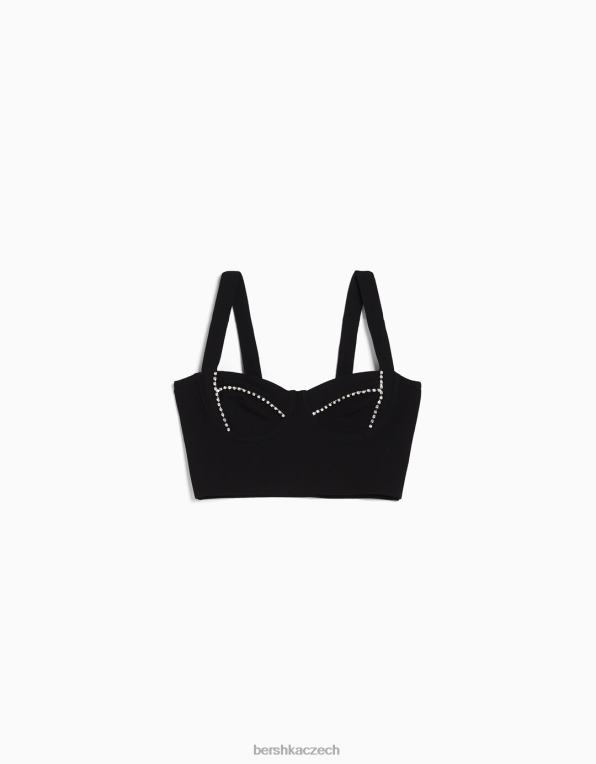 ženy Bershka páskový úplet zdobený drahokamy P8844837 oblečení Černá