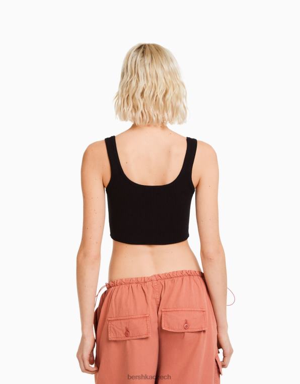ženy Bershka pletené tílko P8844873 oblečení Černá