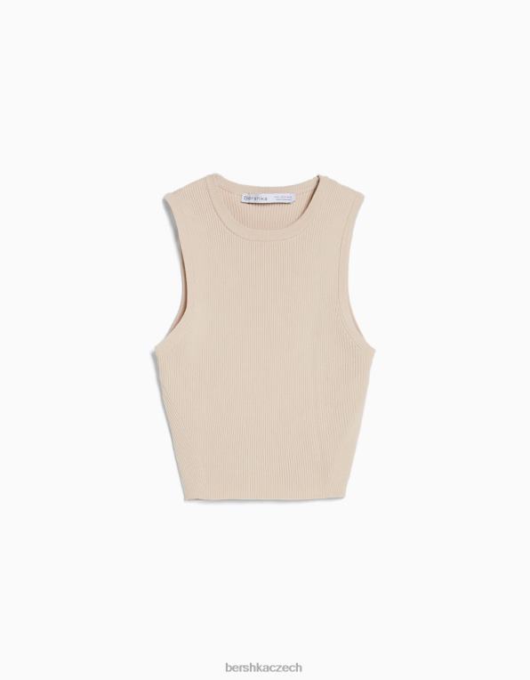 ženy Bershka pletený top bez rukávů P8844885 oblečení písek
