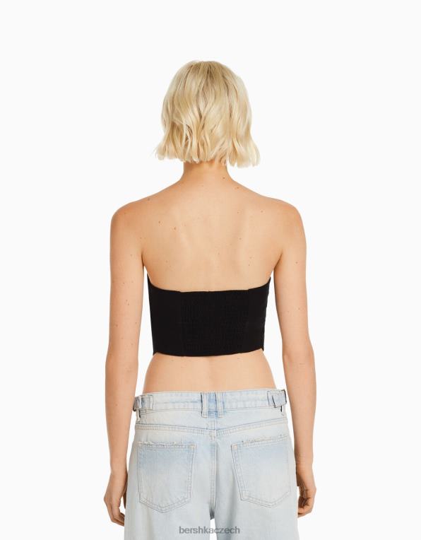 ženy Bershka prsatější top ze směsi lnu P8844746 oblečení Černá