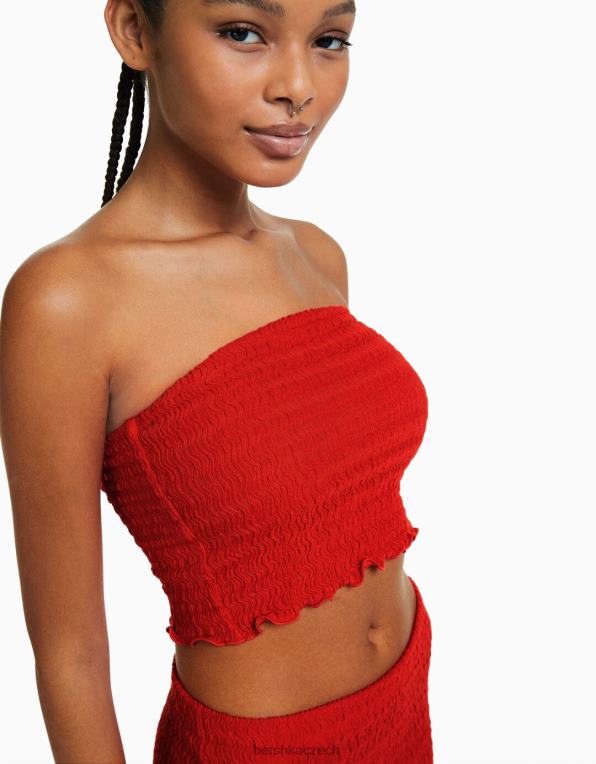 ženy Bershka rustikální bandeau top P8844857 oblečení korál