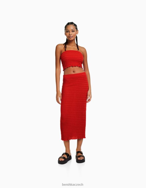 ženy Bershka rustikální bandeau top P8844857 oblečení korál
