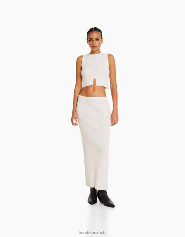 ženy Bershka rustikální pletený top P8844689 oblečení krém