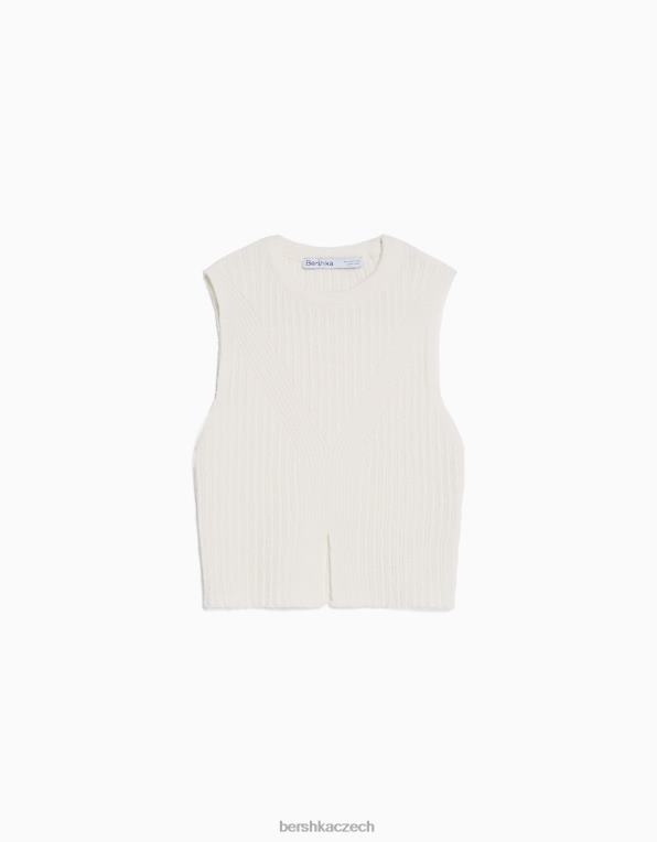 ženy Bershka rustikální pletený top P8844689 oblečení krém