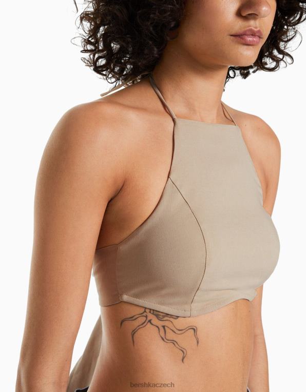 ženy Bershka svázaná ohlávka nahoře P8844879 oblečení písek