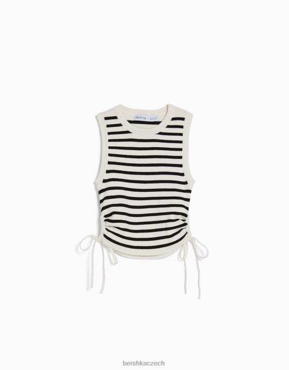 ženy Bershka tílko s nabíranými kravatami P8844653 oblečení krém