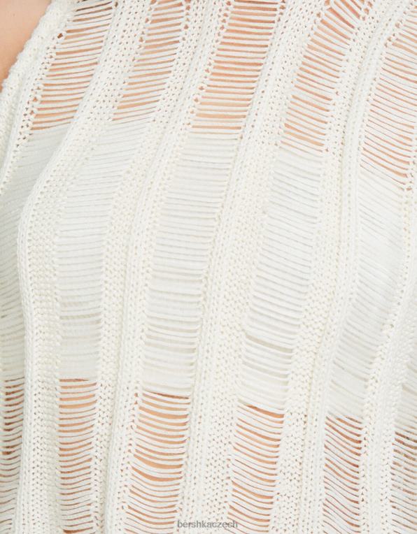 ženy Bershka top bez rukávů s otevřeným úpletem P88441843 oblečení krém