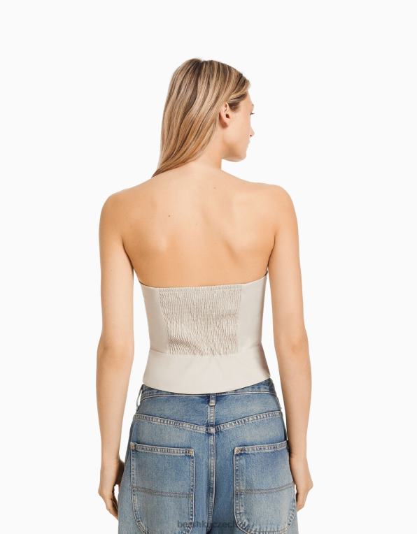 ženy Bershka top na míru s knoflíky P8844673 oblečení béžový