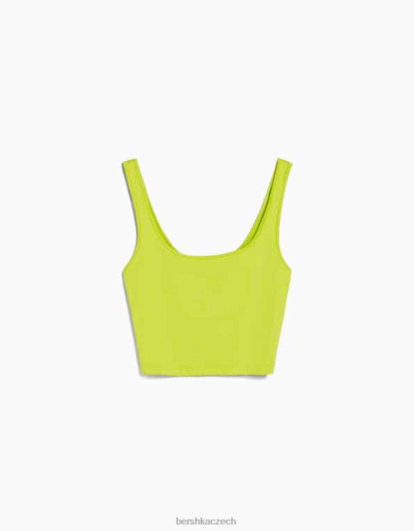 ženy Bershka top se širokými ramínky P8844798 oblečení Limetka