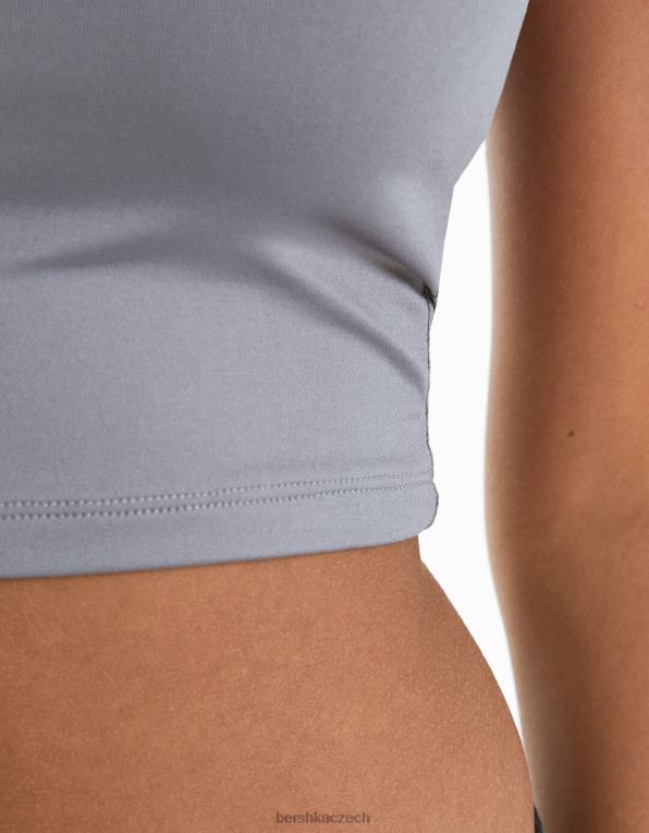 ženy Bershka top se širokými ramínky P8844800 oblečení tmavošedý