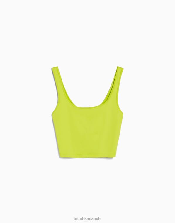 ženy Bershka top se širokými ramínky P8844831 oblečení Limetka