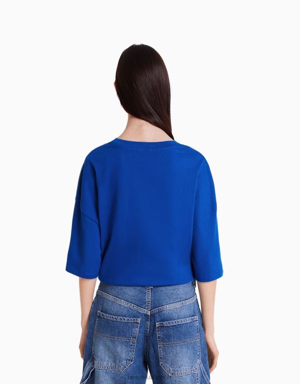 ženy Alehsy x Bershka oversize tričko s krátkým rukávem s potiskem P8844528 oblečení modrý