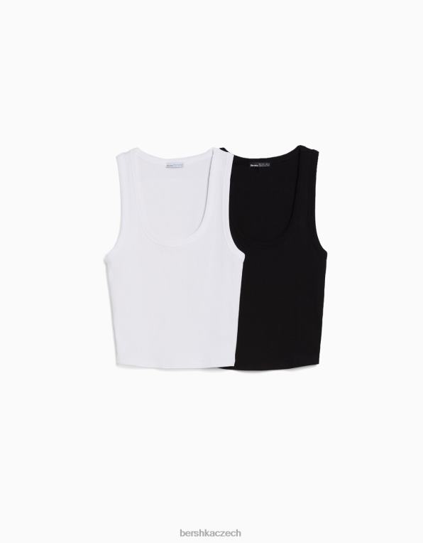 ženy Bershka 2-balení žebrovaných topů bez rukávů P8844403 oblečení vícebarevný