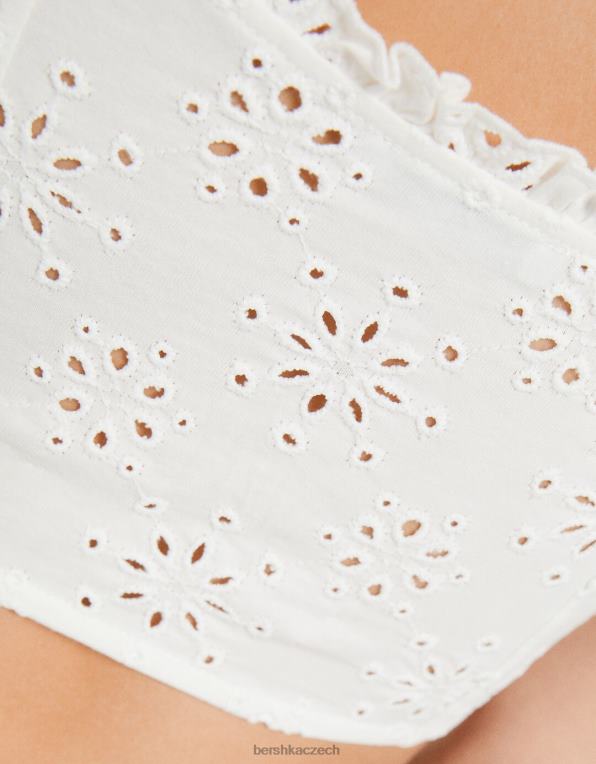 ženy Bershka Crop top ve stylu švýcarského vyšívaného korzetu P8844516 oblečení bílý