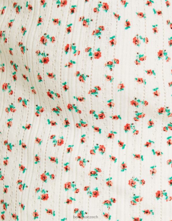 ženy Bershka Pletené balerínové tričko pointelle s dlouhým rukávem P8844634 oblečení krém