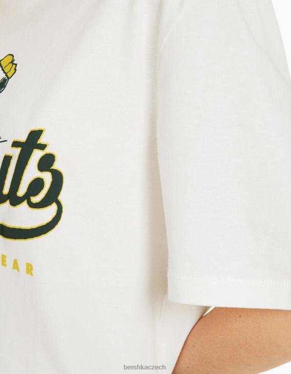 ženy Bershka Snoopy tričko s krátkým rukávem P8844564 oblečení bílý