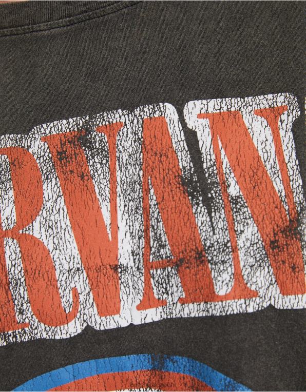 ženy Bershka Tričko s krátkým rukávem s potiskem nirvana P8844556 oblečení Šedá