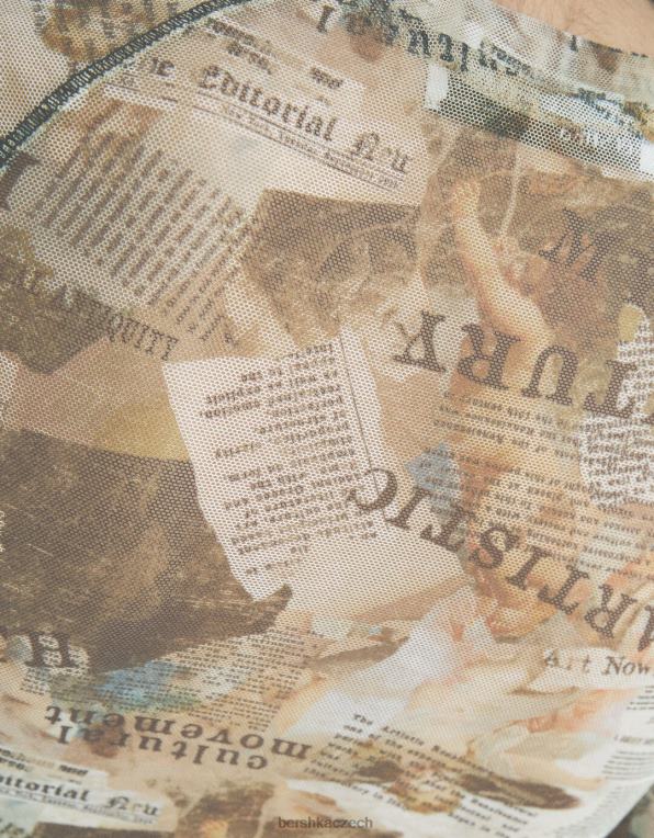 ženy Bershka Tylové tričko s dlouhým rukávem ve stylu raglánových rukávů P8844429 oblečení hnědý