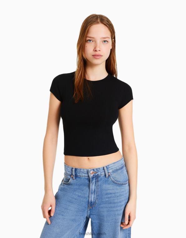 ženy Bershka balení 2 žebrovaných triček s krátkým rukávem P8844331 oblečení vícebarevný