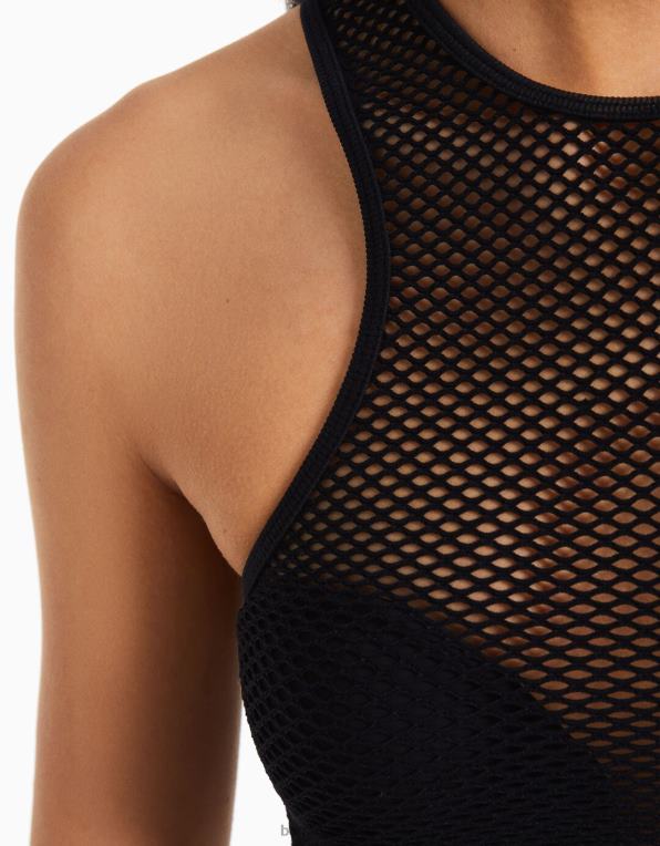 ženy Bershka bezešvé síťované tričko bez rukávů P8844357 oblečení Černá