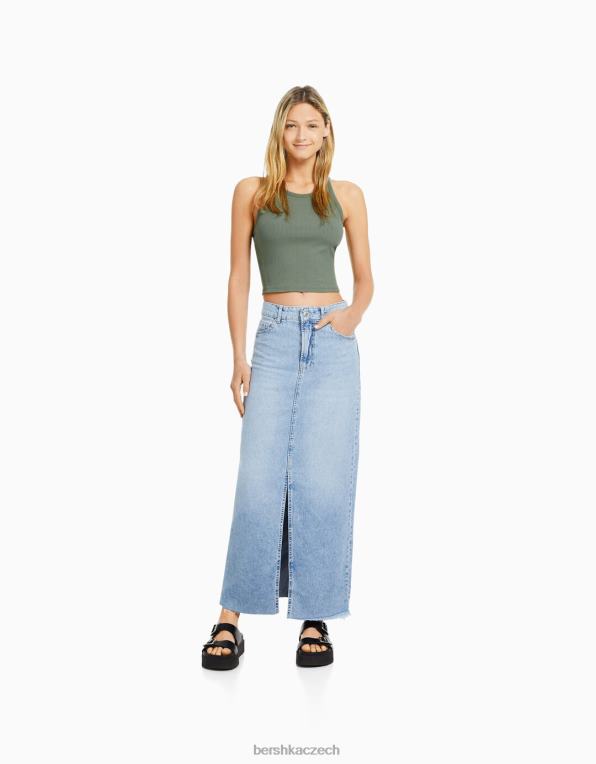 ženy Bershka žebrované tílko P8844337 oblečení khaki