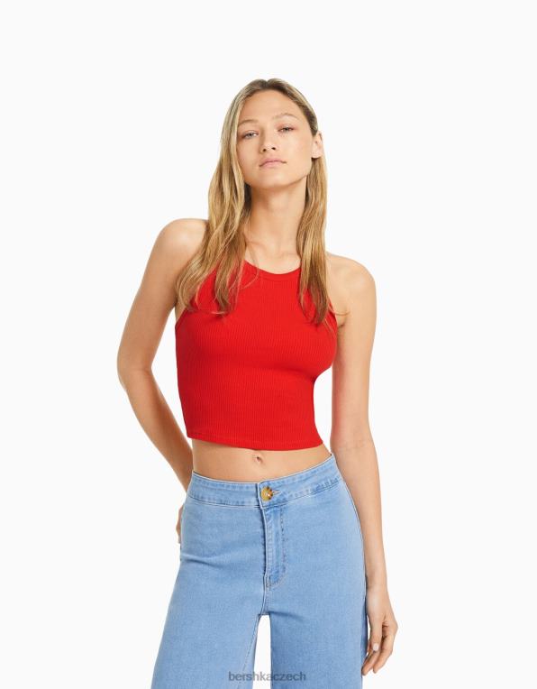 ženy Bershka žebrované tílko P8844418 oblečení Červené