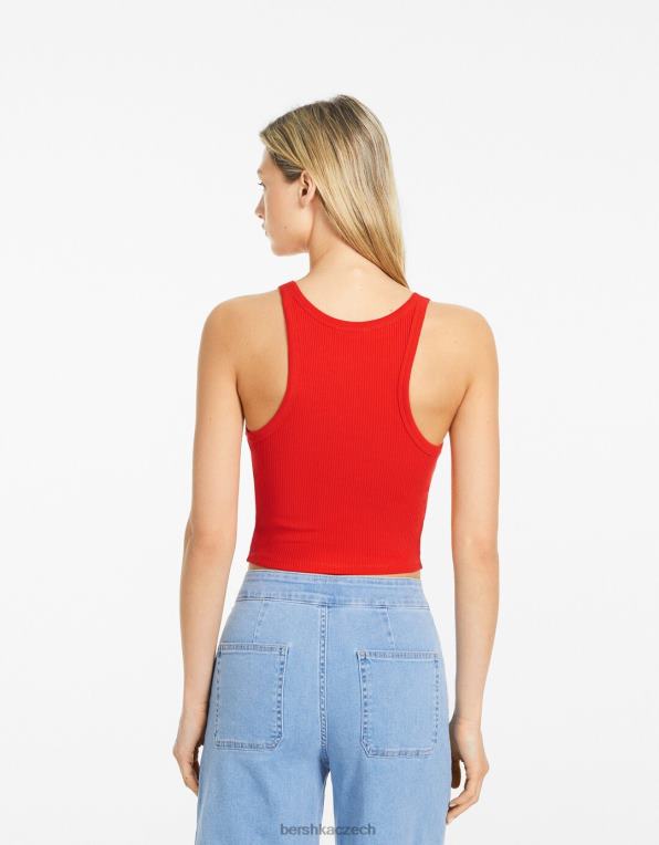ženy Bershka žebrované tílko P8844418 oblečení Červené