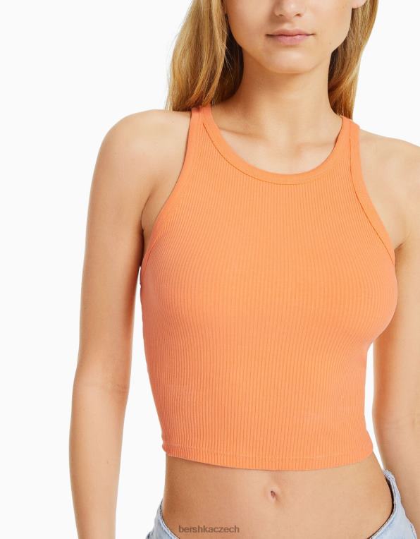 ženy Bershka žebrované tílko P8844420 oblečení oranžový