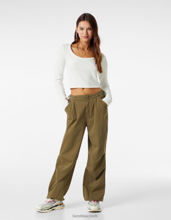 ženy Bershka žebrované tričko s dlouhým rukávem P8844590 oblečení bílý