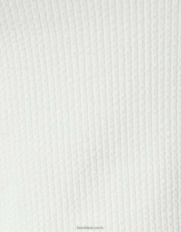 ženy Bershka žebrované tričko s dlouhým rukávem P8844590 oblečení bílý