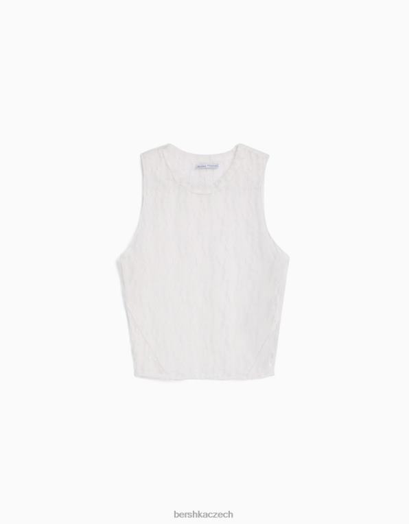 ženy Bershka krajková košile bez rukávů P8844398 oblečení krém