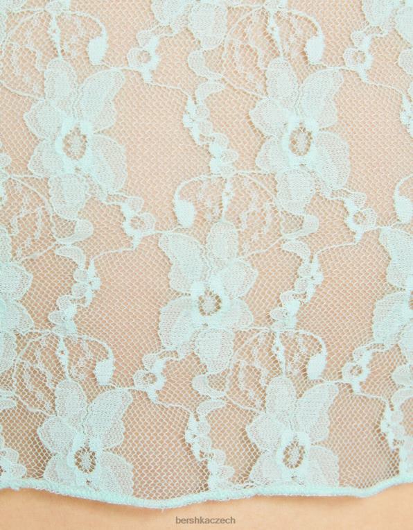 ženy Bershka krajková košile bez rukávů P8844399 oblečení zelená