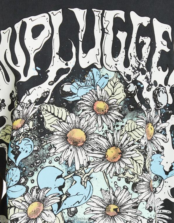 ženy Bershka oversize tričko s krátkým rukávem s potiskem P8844430 oblečení Šedá