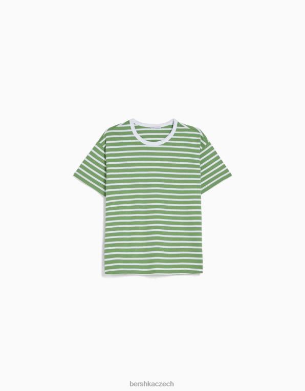 ženy Bershka oversized tričko s krátkým rukávem P8844321 oblečení zelená