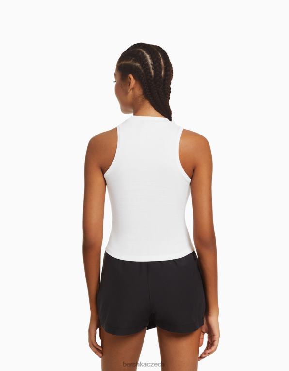 ženy Bershka tílko P8844393 oblečení bílý