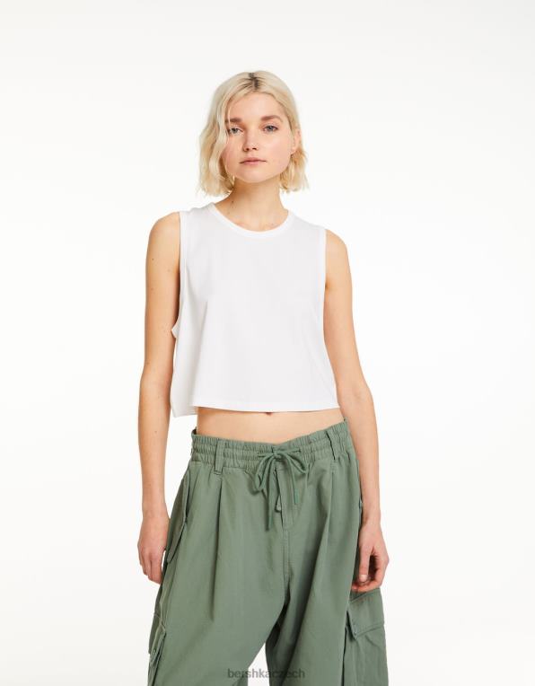 ženy Bershka tílko P8844456 oblečení špinavě bílé