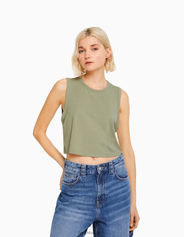 ženy Bershka tílko P8844458 oblečení khaki