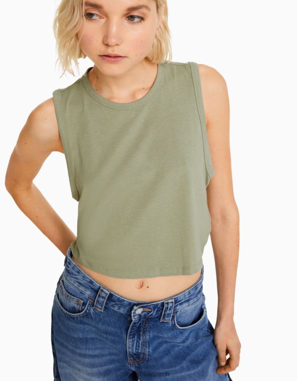 ženy Bershka tílko P8844458 oblečení khaki