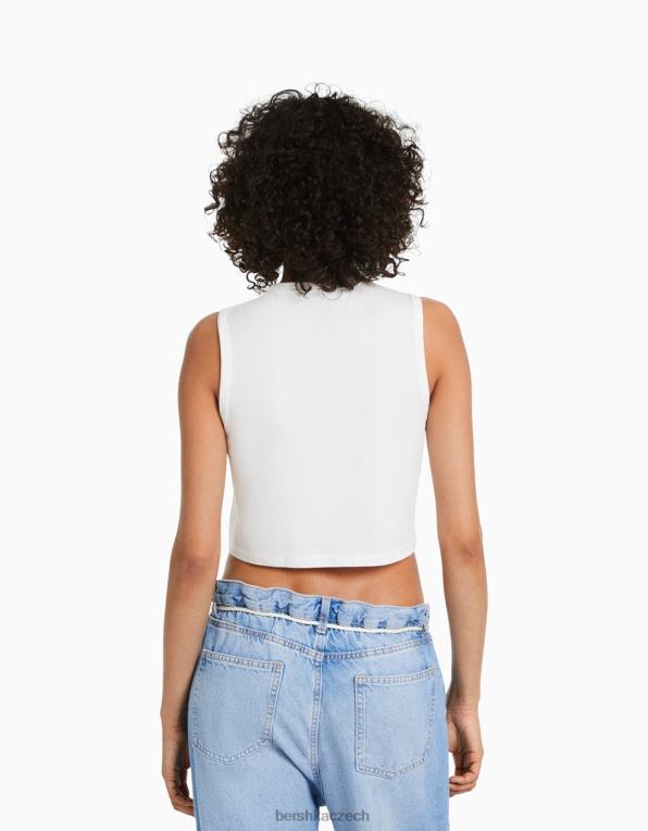 ženy Bershka tílko P8844460 oblečení špinavě bílé