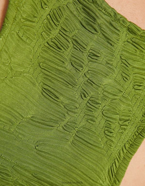 ženy Bershka texturované tričko bez rukávů racerneck P8844377 oblečení khaki