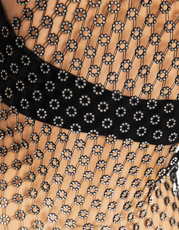 ženy Bershka tričko bez rukávů s kamínky P8844463 oblečení Černá