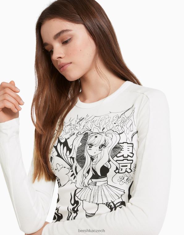 ženy Bershka tričko s dlouhým rukávem s anime potiskem P8844644 oblečení výhradní